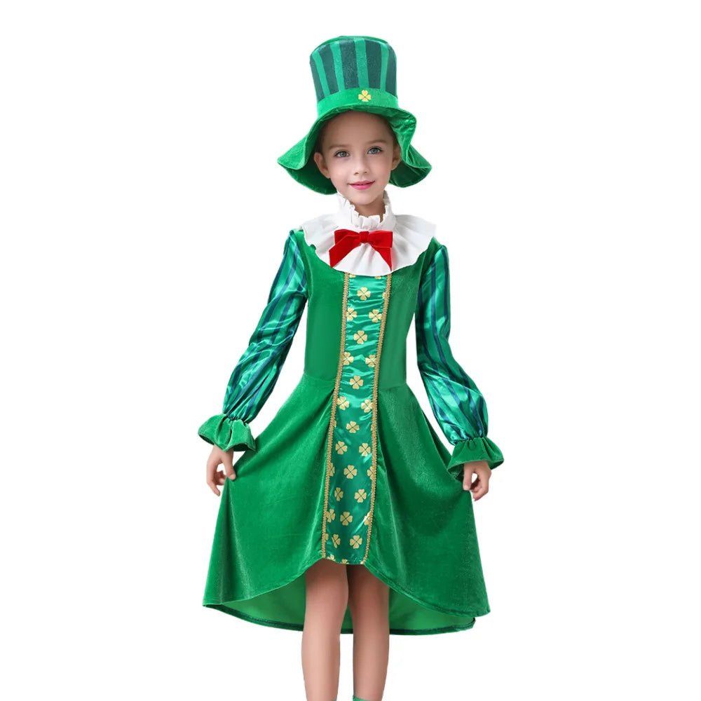 3pcs Irish Leprechaun Green Fancy Outfit St Patrick's Day Party Costume Set - itzy bitsy