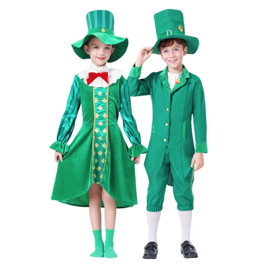 3pcs Irish Leprechaun Green Fancy Outfit St Patrick's Day Party Costume Set - itzy bitsy