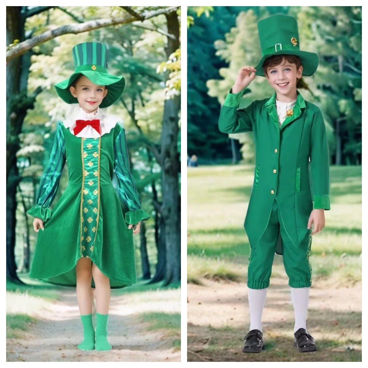 3pcs Irish Leprechaun Green Fancy Outfit St Patrick's Day Party Costume Set - itzy bitsy