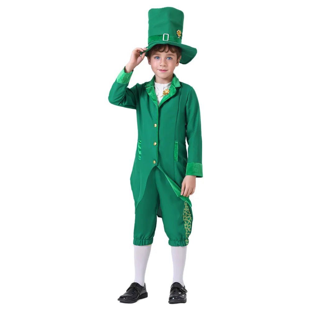 3pcs Irish Leprechaun Green Fancy Outfit St Patrick's Day Party Costume Set - itzy bitsy