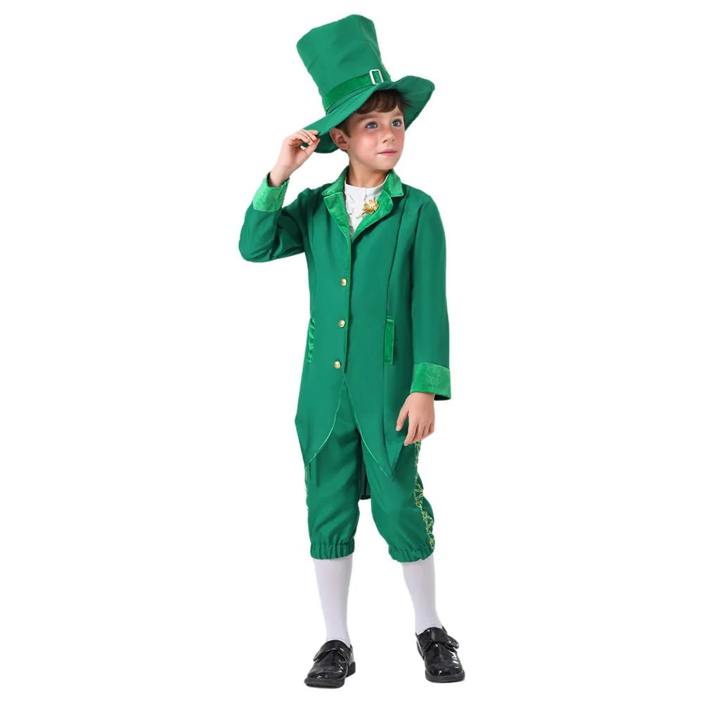 3pcs Irish Leprechaun Green Fancy Outfit St Patrick's Day Party Costume Set - itzy bitsy