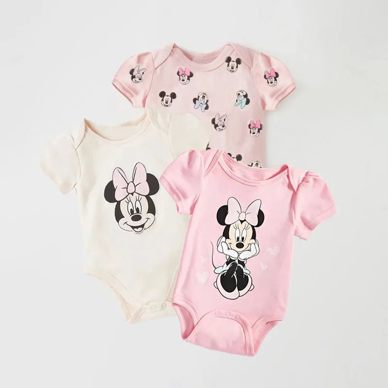 3Pcs Set Girl Minnie Printed Rompers - itzy bitsy