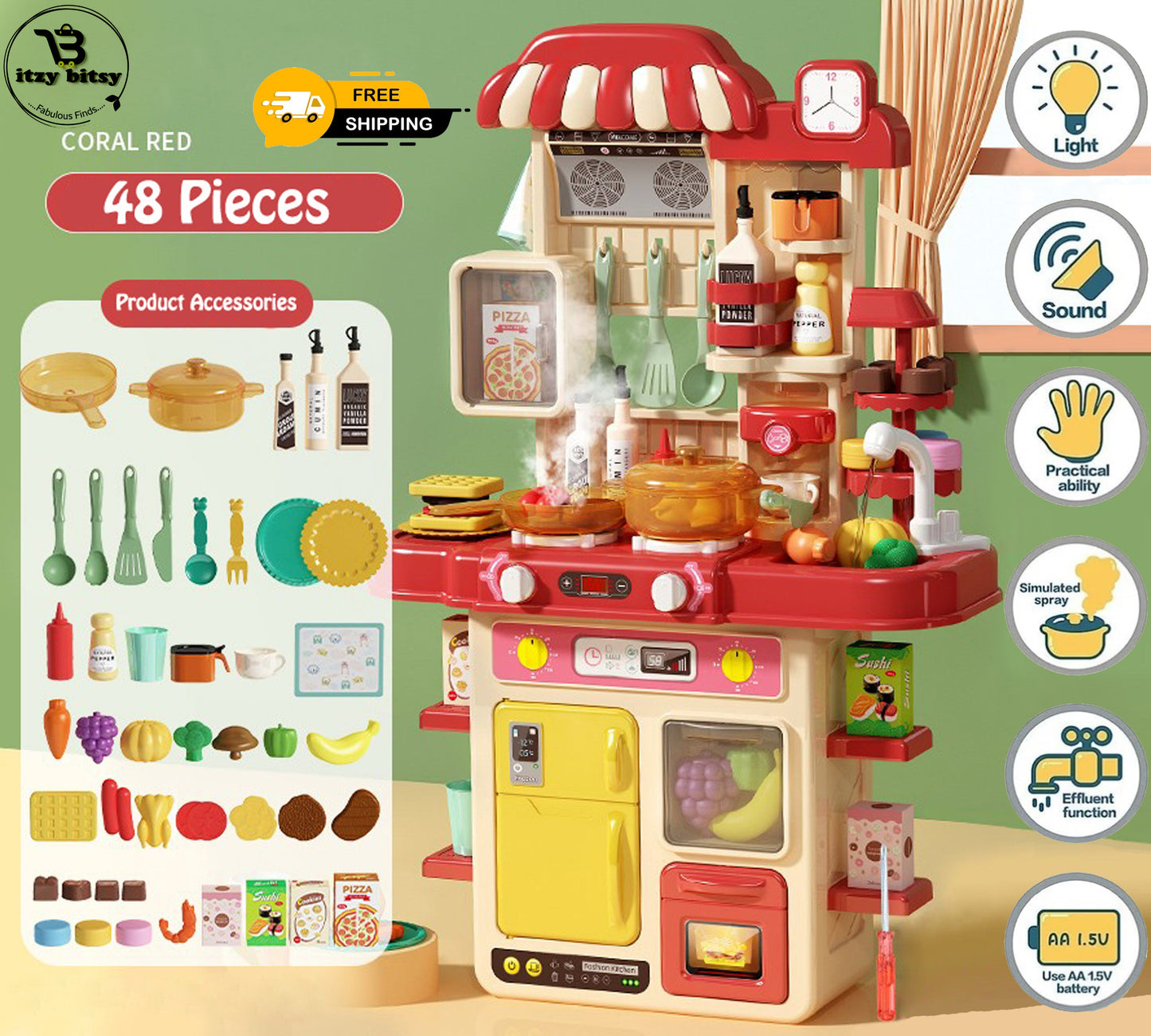 48PC Home Kitchen Playset - itzy bitsy