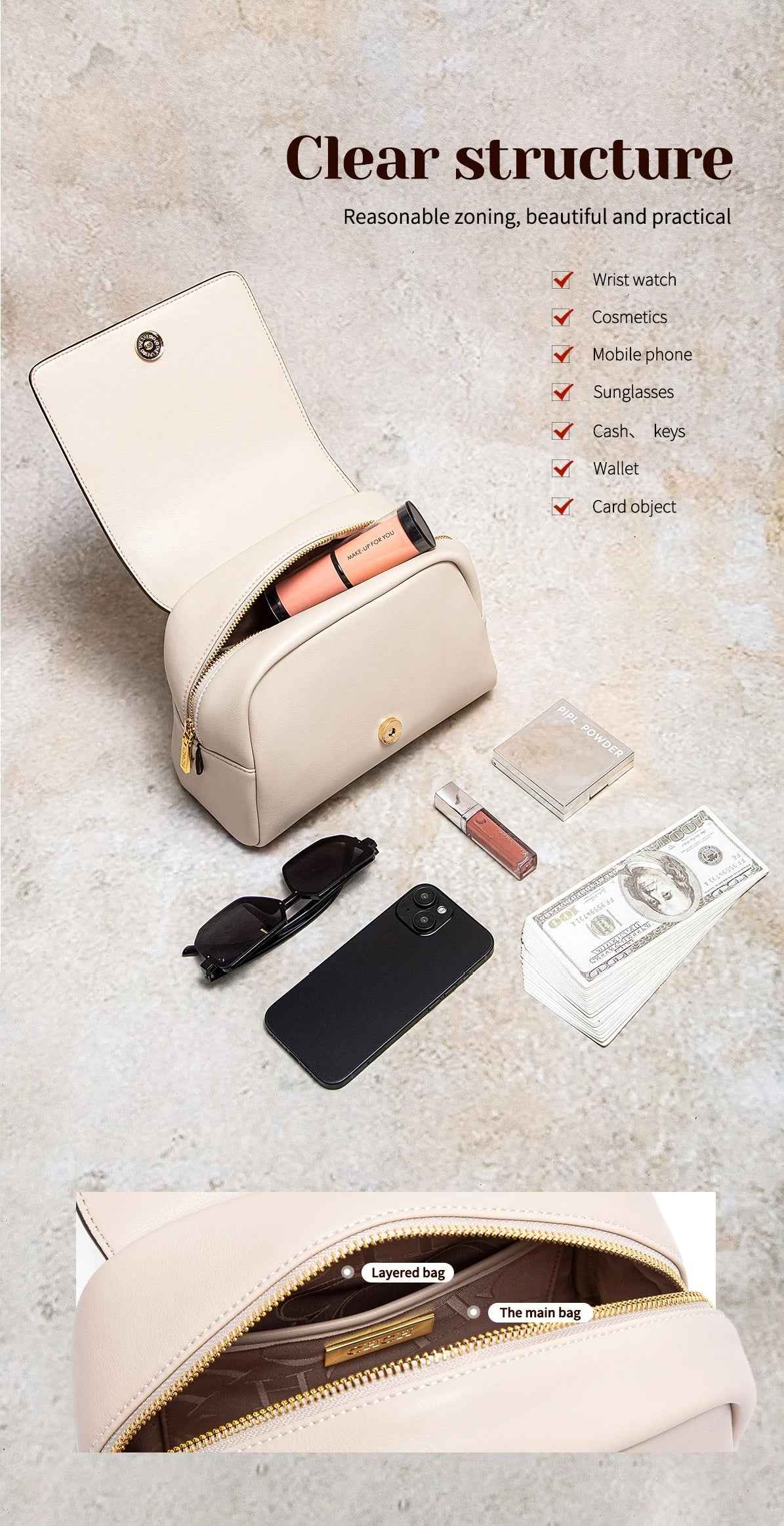 CHCH Women's Magnetic Flip Cover Crossbody Bag