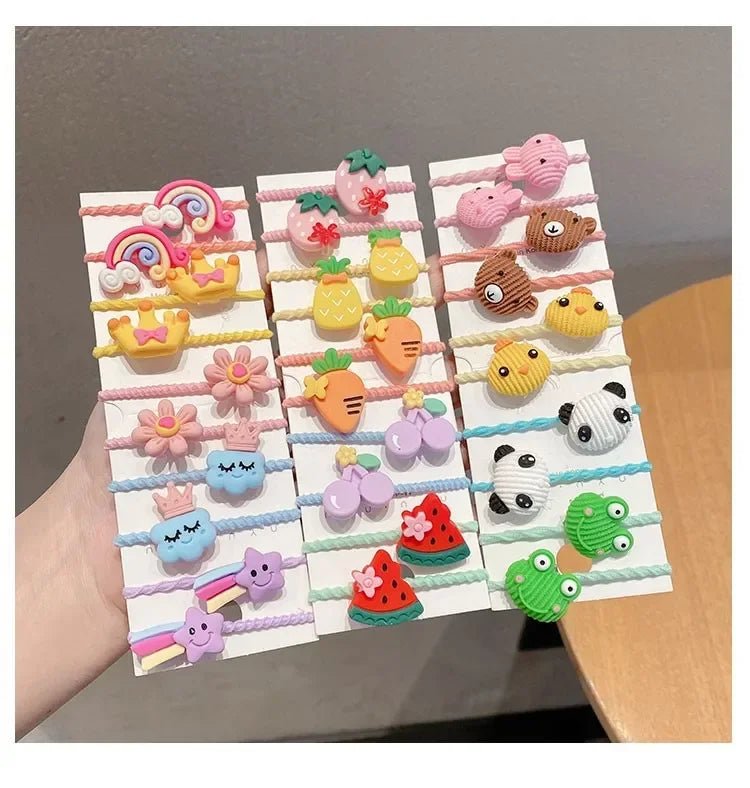 50/40/30pcs Cute Rubber Bands for Children with appealing designs featuring animals, fruits, and flowers - itzy bitsy