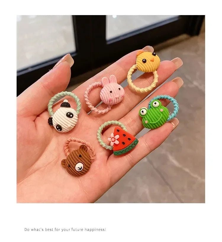 50/40/30pcs Cute Rubber Bands for Children with appealing designs featuring animals, fruits, and flowers - itzy bitsy