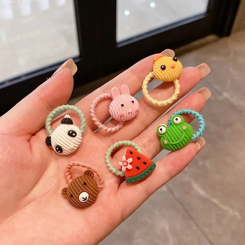 50/40/30pcs Cute Rubber Bands for Children with appealing designs featuring animals, fruits, and flowers - itzy bitsy