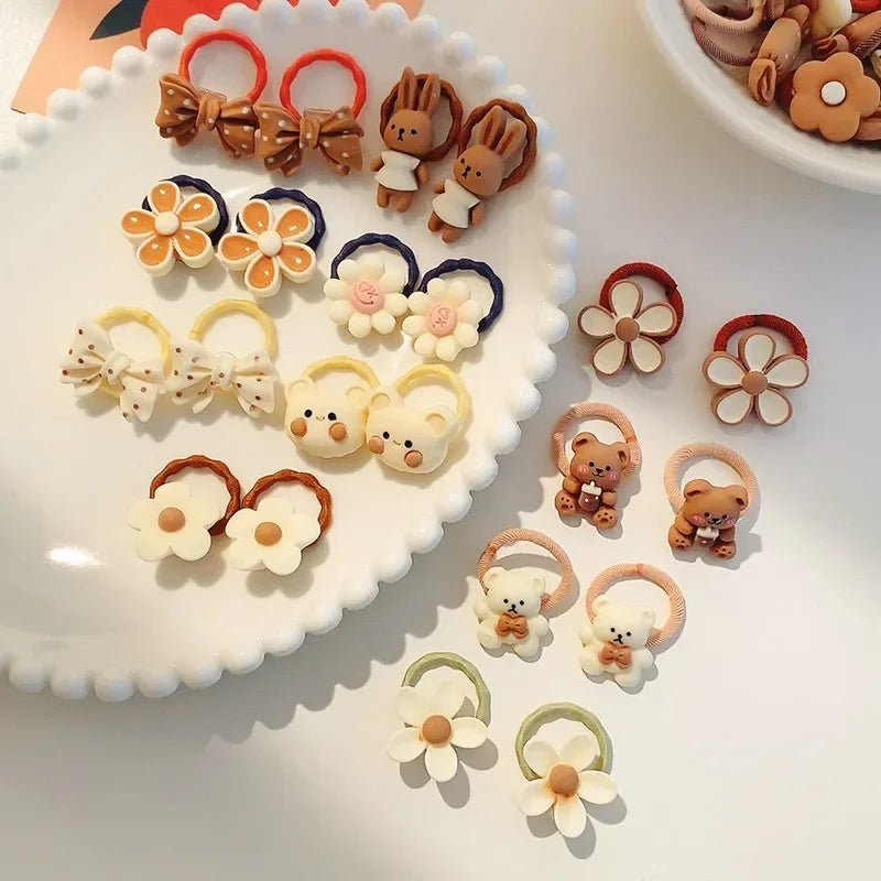 50/40/30pcs Cute Rubber Bands for Children with appealing designs featuring animals, fruits, and flowers - itzy bitsy