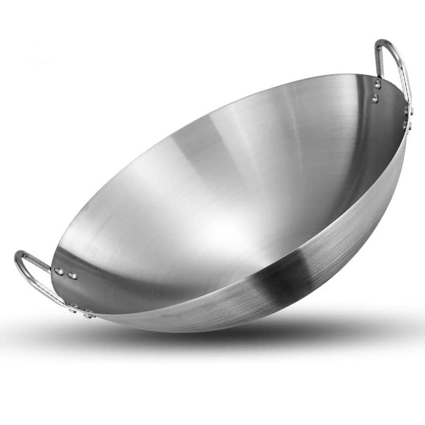 Commercial Size Stainless Steel Uncoated Double Handle Wok/Frying Pan
