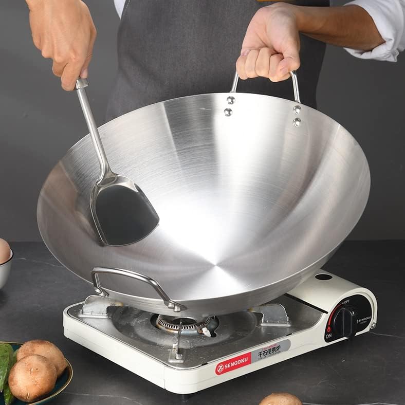 Commercial Size Stainless Steel Uncoated Double Handle Wok/Frying Pan