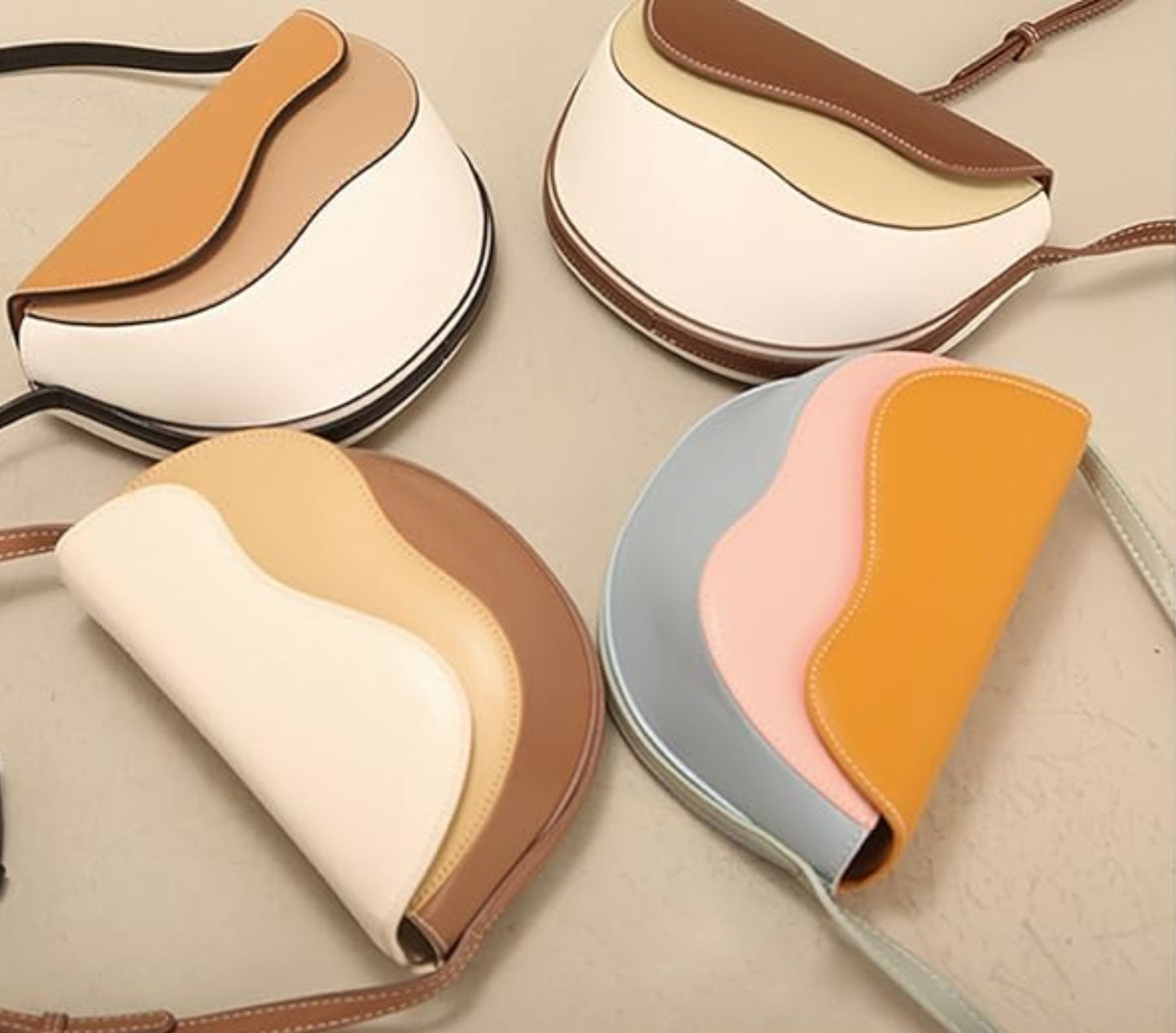 Curve Wave Crossbody Saddle Bag