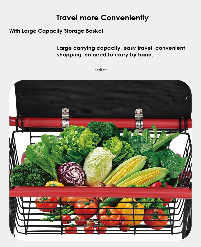 Reinforced four-wheel seat Mobility Walker/Shopping Cart