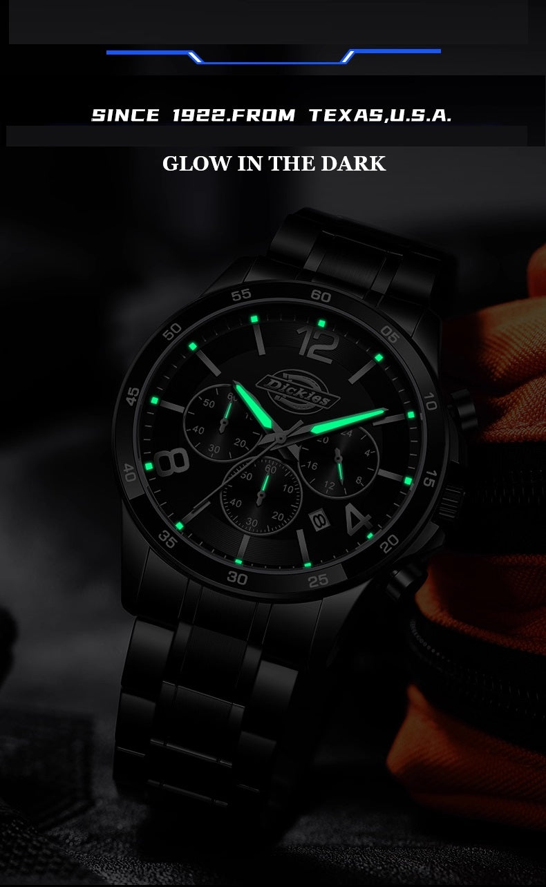 Dickies Watch Men's Steel Belt Business Fashion Three Eyes Multifunctional Men's Watch 2024 Trend New CL587