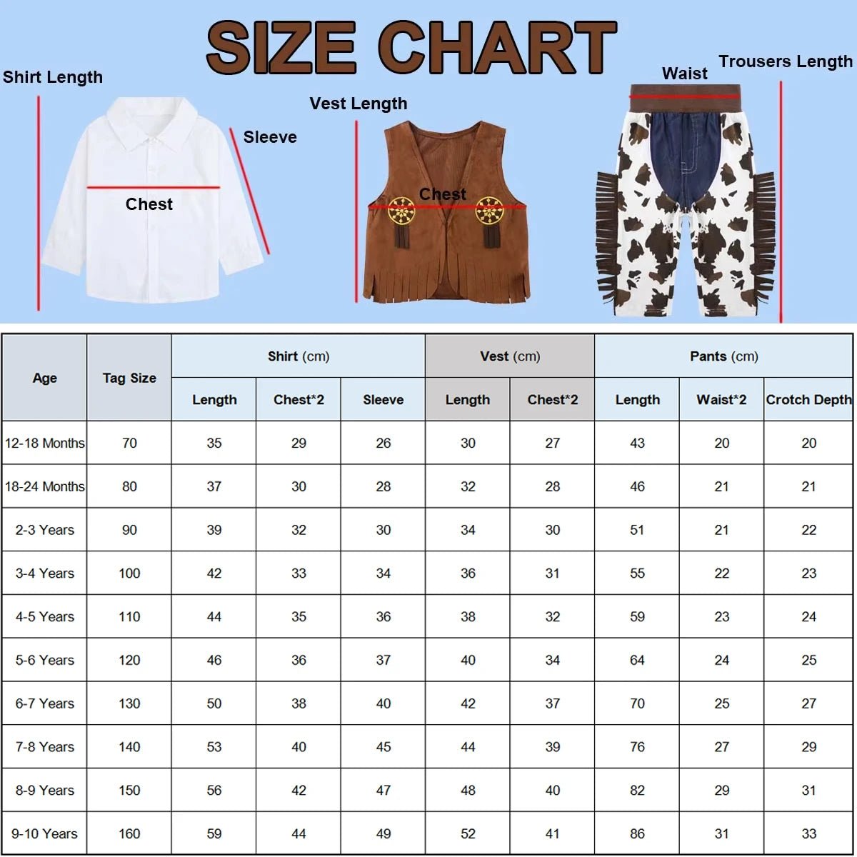 5pcs Kids Cowboy Costume Set - itzy bitsy