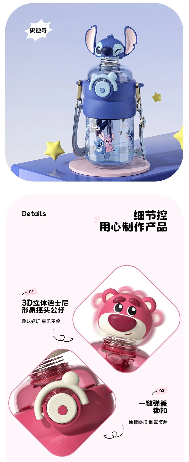 600ml Shake Head Water Bottle - itzy bitsy