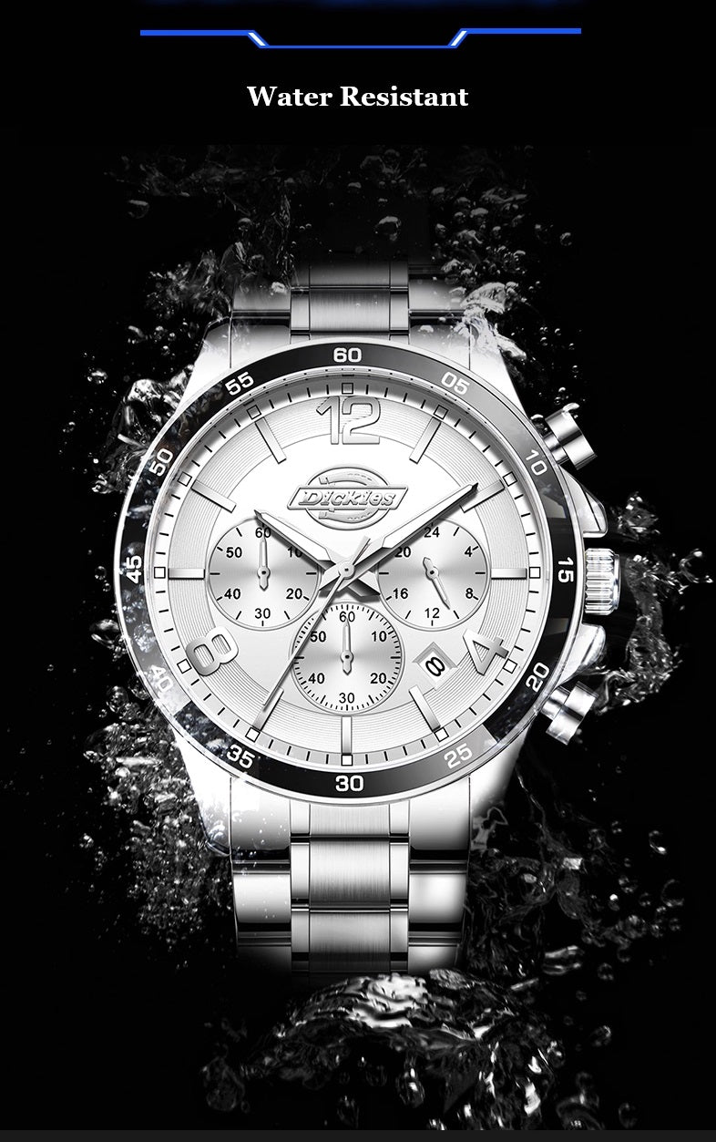 Dickies Watch Men's Steel Belt Business Fashion Three Eyes Multifunctional Men's Watch 2024 Trend New CL587