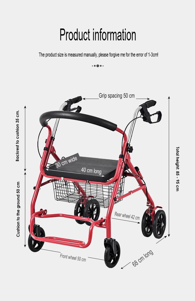 Reinforced four-wheel seat Mobility Walker/Shopping Cart