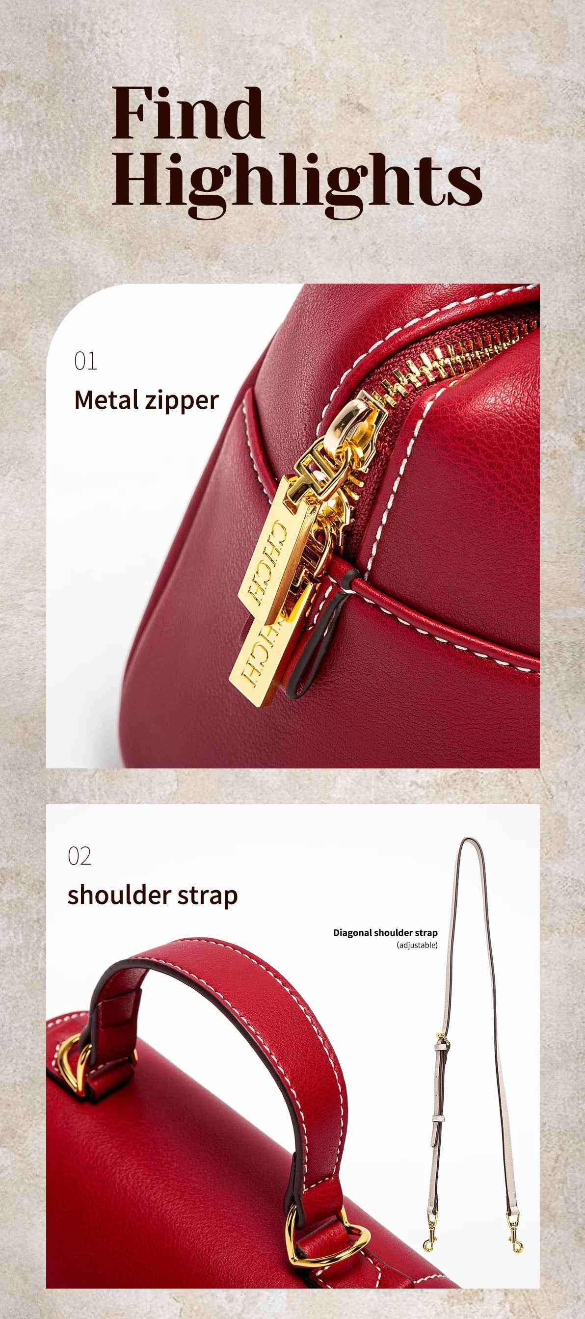 CHCH Women's Magnetic Flip Cover Crossbody Bag