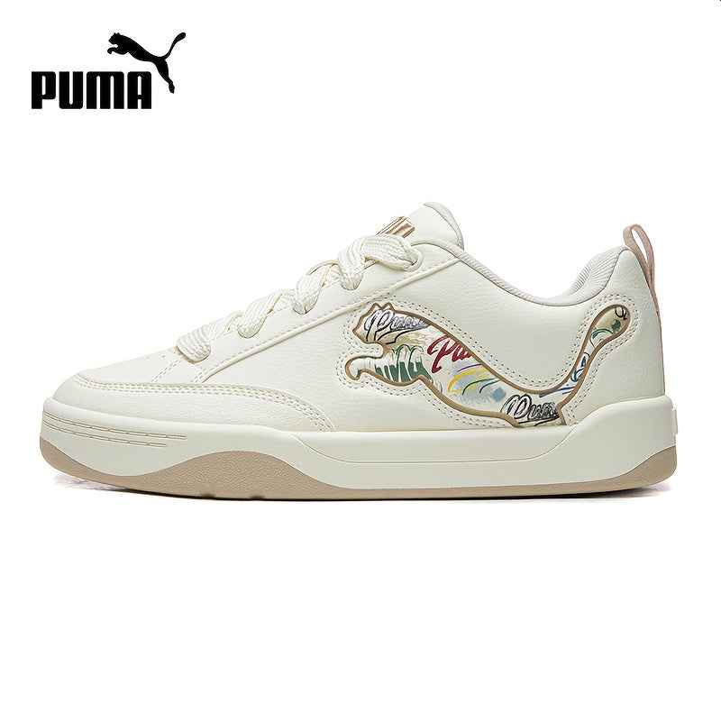 PUMA Unisex Park Sneakers - Lightweight All-Season Casual Shoes with Vibrant Colorful Design, Synthetic Synthetic Faux Leather Upper & Rubber Sole, Breathable Fabric Lining for Men & Women, White with Colorful Accents, Ladies Sneakers, Versatile Footwear,