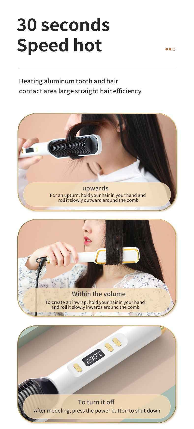 Pink Multifunctional Electric Hair Straightening Comb (Copy)