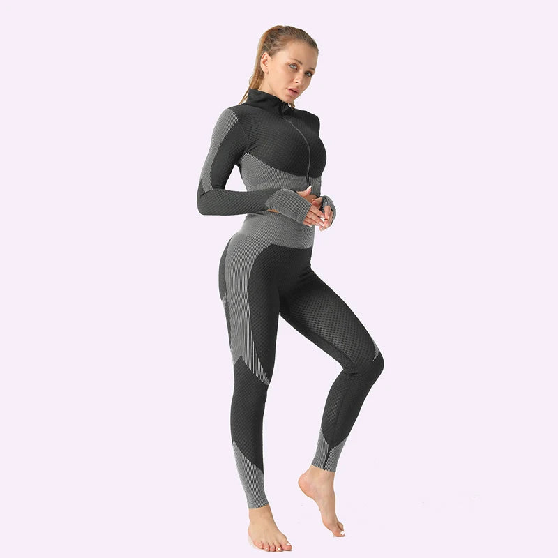 2/3Pcs Women Activewear Seamless Knitted Sportswear Set
