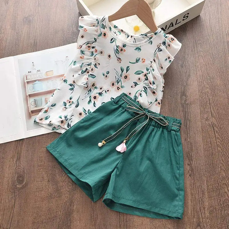 Girls Clothing Sets Sleeveless Blouse +  Skirt