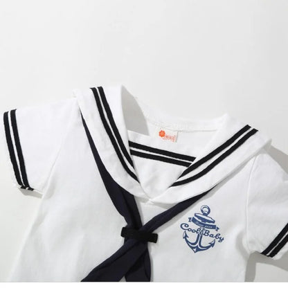 Marine Sailor Jumpsuit + Hat 2Pcs Sets