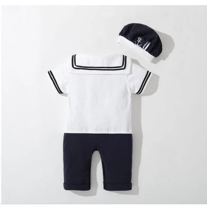 Marine Sailor Jumpsuit + Hat 2Pcs Sets