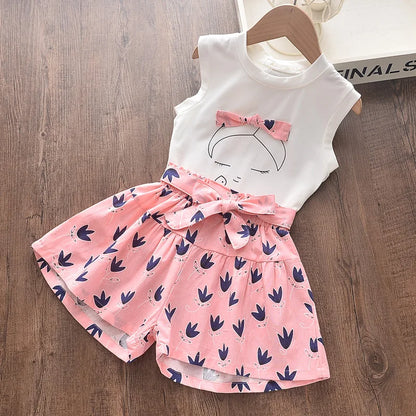 Girls Clothing Sets Sleeveless Blouse +  Skirt