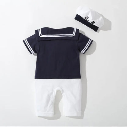 Marine Sailor Jumpsuit + Hat 2Pcs Sets