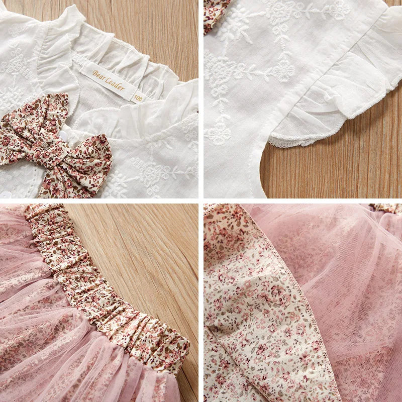 Girls Clothing Sets Sleeveless Blouse +  Skirt