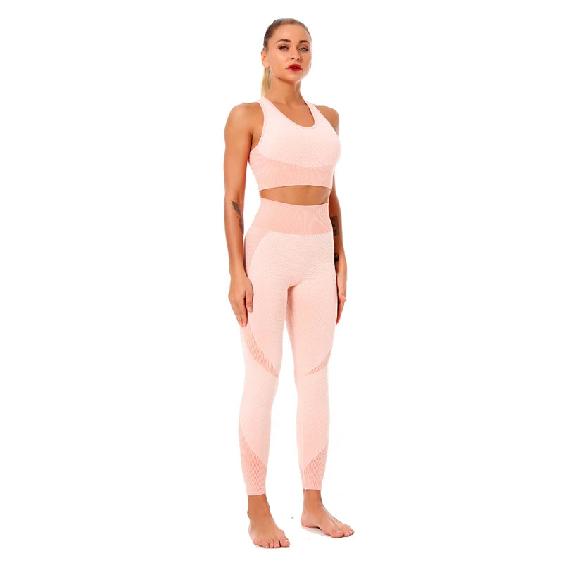 2/3Pcs Women Activewear Seamless Knitted Sportswear Set