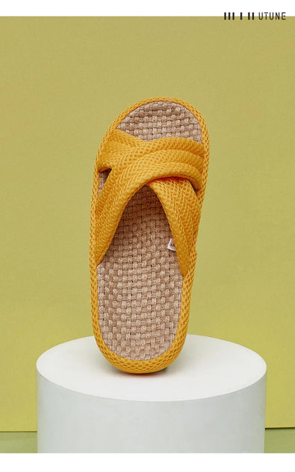 UTUNE Mute Linen Slippers - Japanese Mesh Style