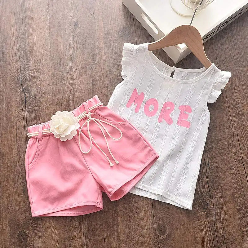 Girls Clothing Sets Sleeveless Blouse +  Skirt