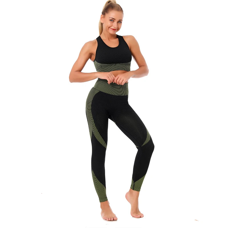 2/3Pcs Women Activewear Seamless Knitted Sportswear Set