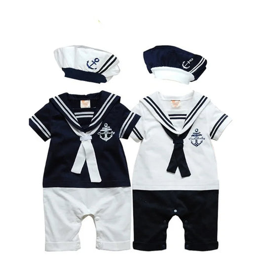 Marine Sailor Jumpsuit + Hat 2Pcs Sets