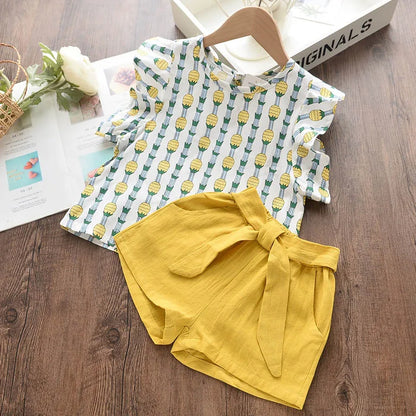 Girls Clothing Sets Sleeveless Blouse +  Skirt