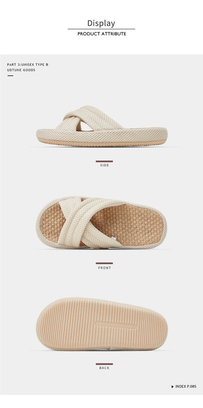 UTUNE Mute Linen Slippers - Japanese Mesh Style