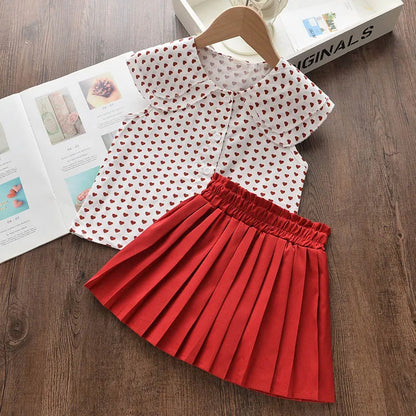 Girls Clothing Sets Sleeveless Blouse +  Skirt