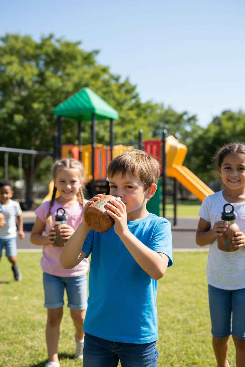 Kids Insulated Twist Free Water Bottle - Wood 400ml