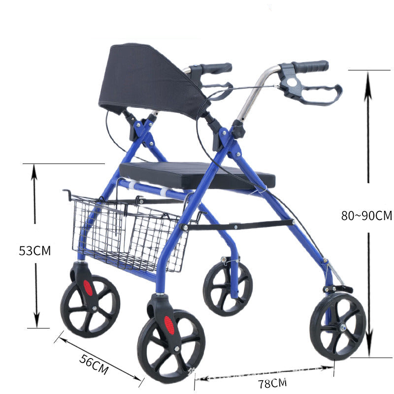 Foldable Elderly Rollator Walker with Seat and Basket - Free Shipping