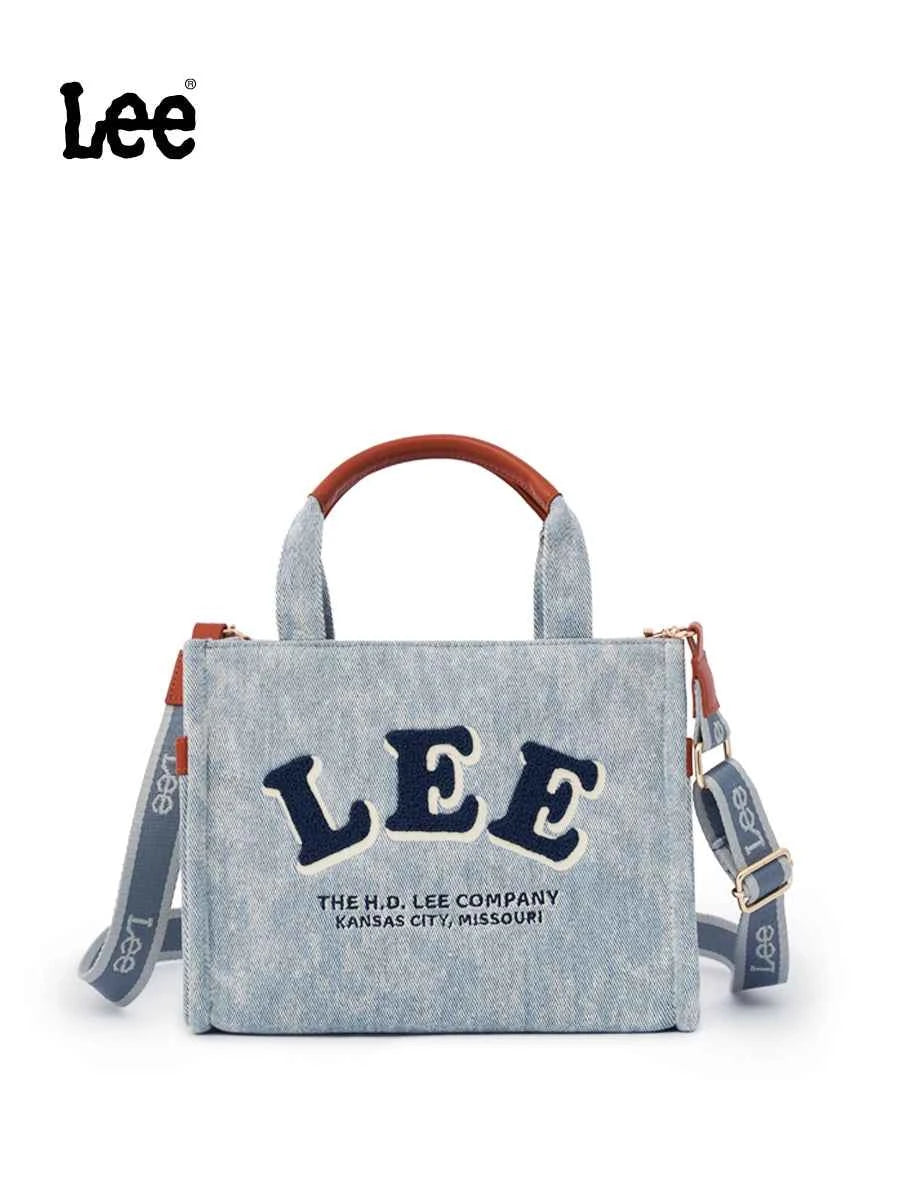 Lee official crossbody bag girls fashion versatile casual denim tote bag commuter shoulder bag work tote bag