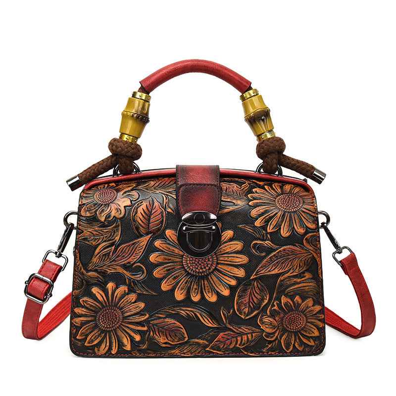 Retro Flower Printed Women's Shoulder/Hand Bag