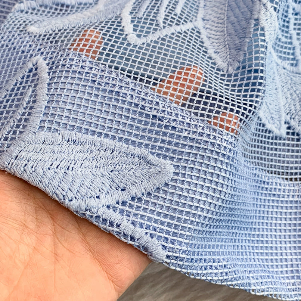 Chanty Mesh Applique Buttoned Embroidered Dress