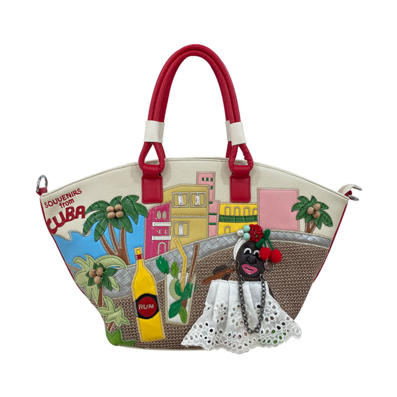 Lettifei large-capacity contrast embroidery shoulder/tote bag