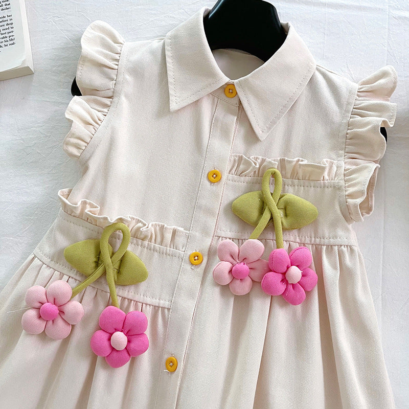 Girls Three-dimensional Flower Dress