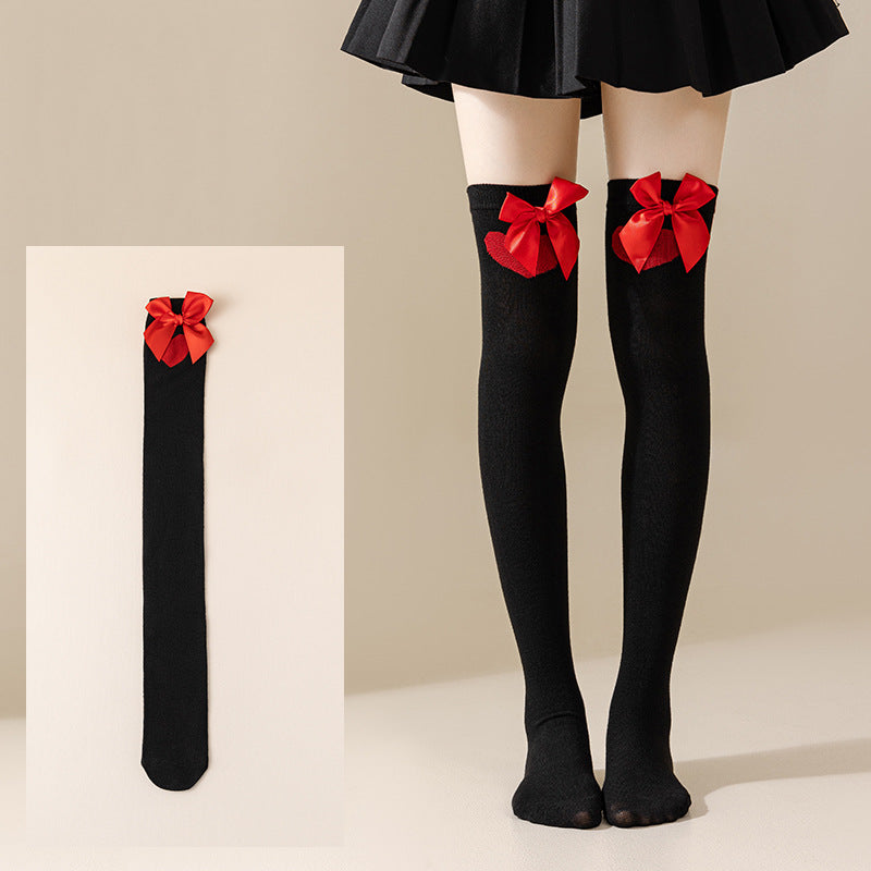 Valentine's Day Thigh-High Stockings with Red Bows