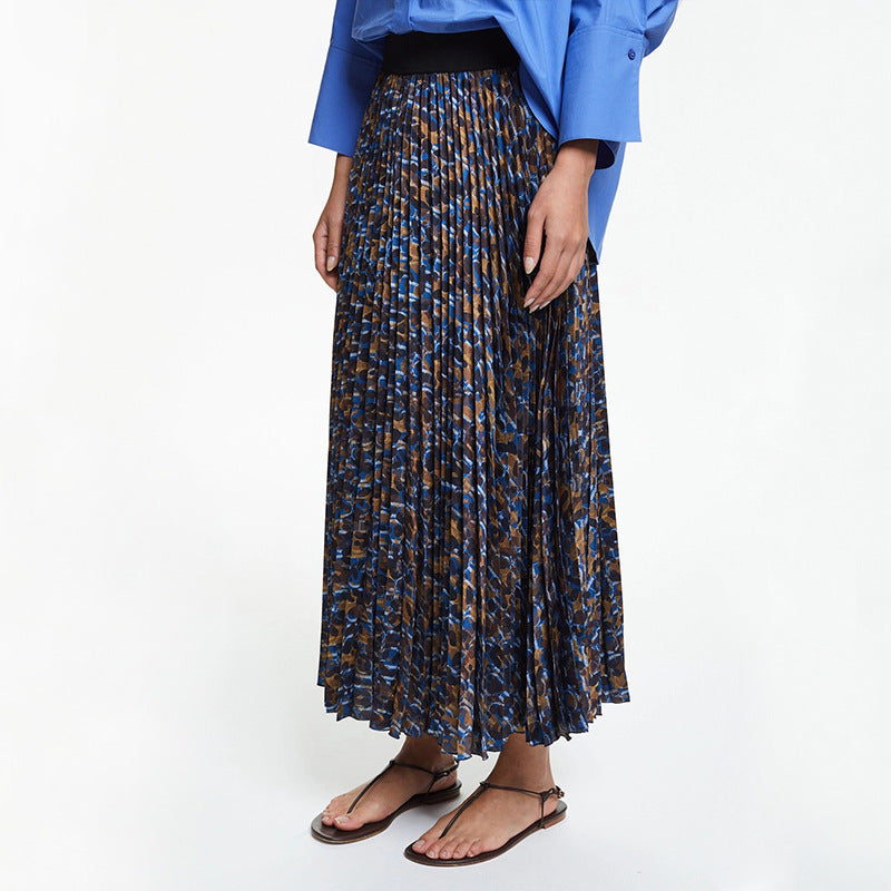 CHCH Women's Casual Waist Pleated Long Skirt