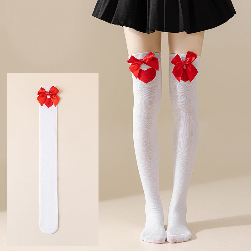 Valentine's Day Thigh-High Stockings with Red Bows