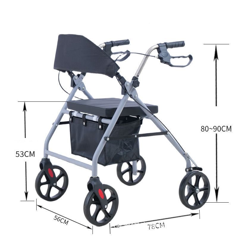 Foldable Elderly Rollator Walker with Seat and Basket - Free Shipping
